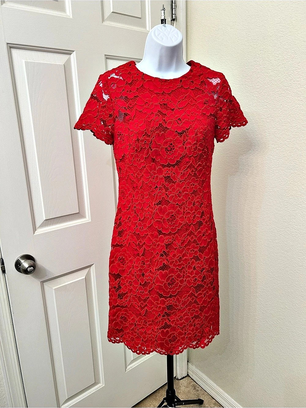 Lauren Ralph Lauren Red Lace Knee Length Dress Size 6